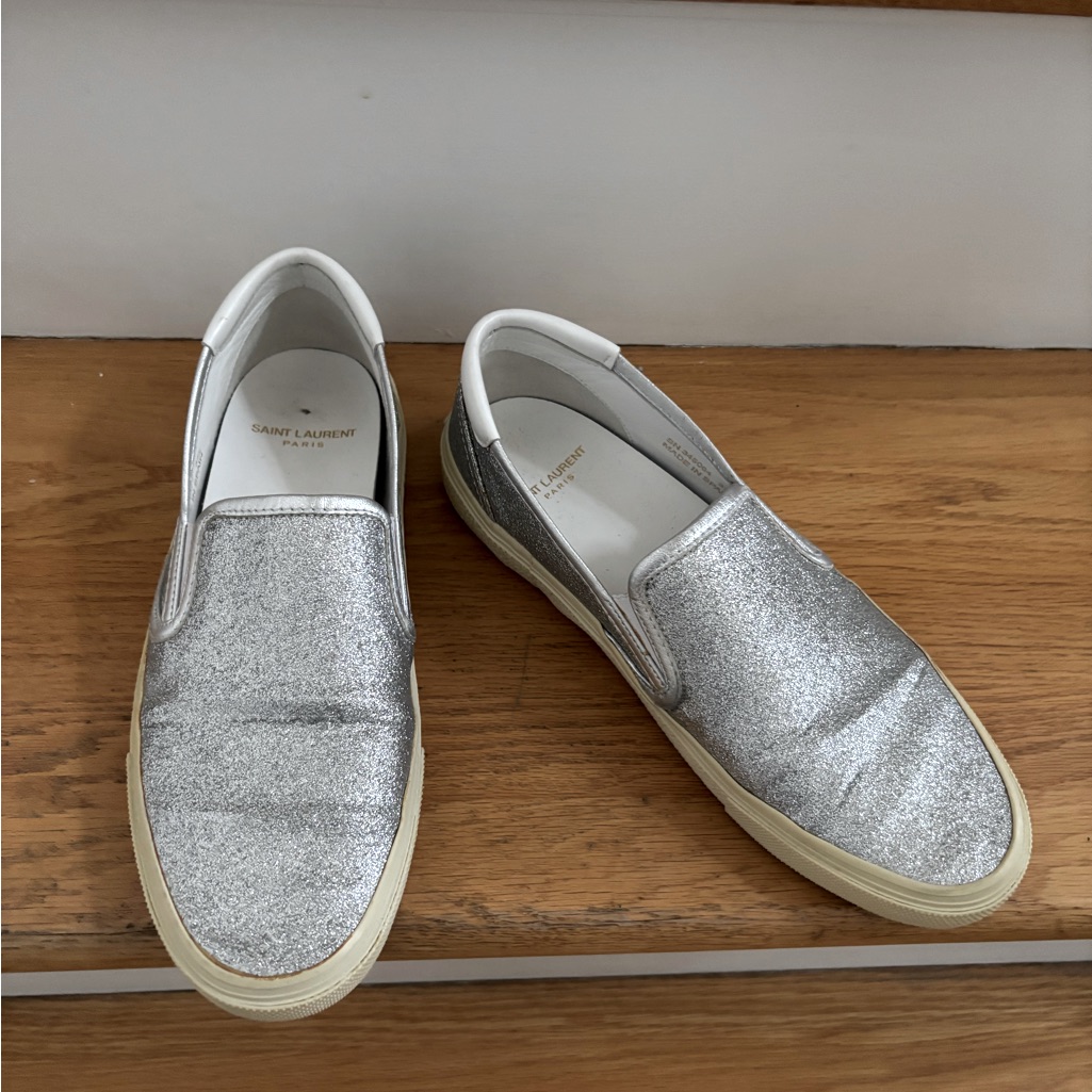 Saint Laurent Glitter Slip-On Sneakers. Euro Size 37.5